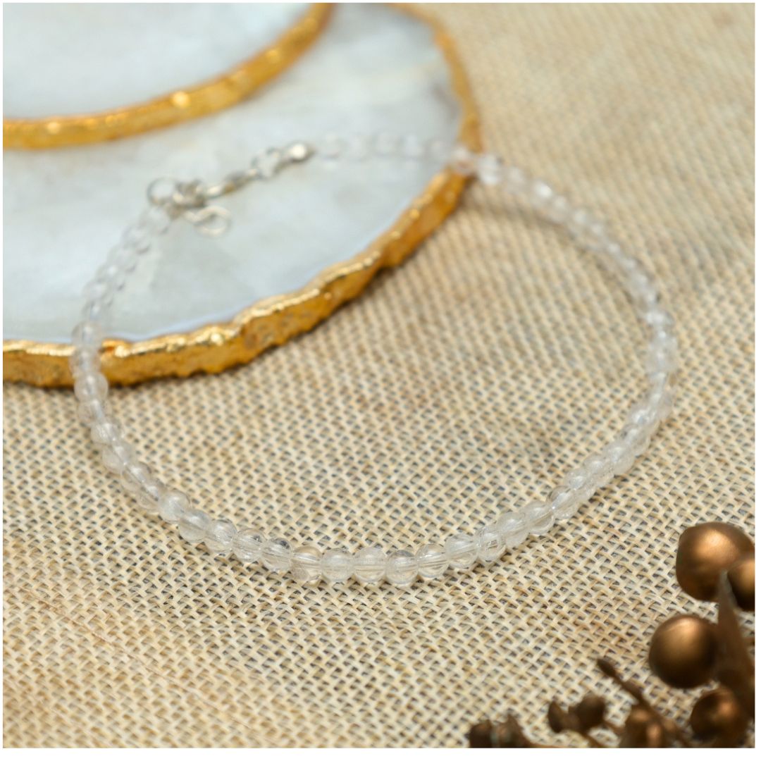 Clear Quartz Crystal Anklet(Positive Energy&Mental Clarity)