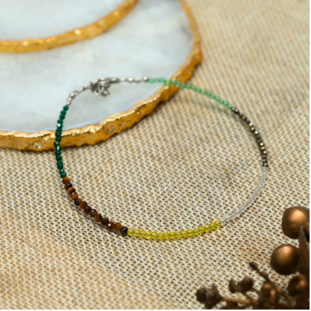 Dhanyog Diamond Cut Crystal Anklet(Attracts Wealth & Prosperity)