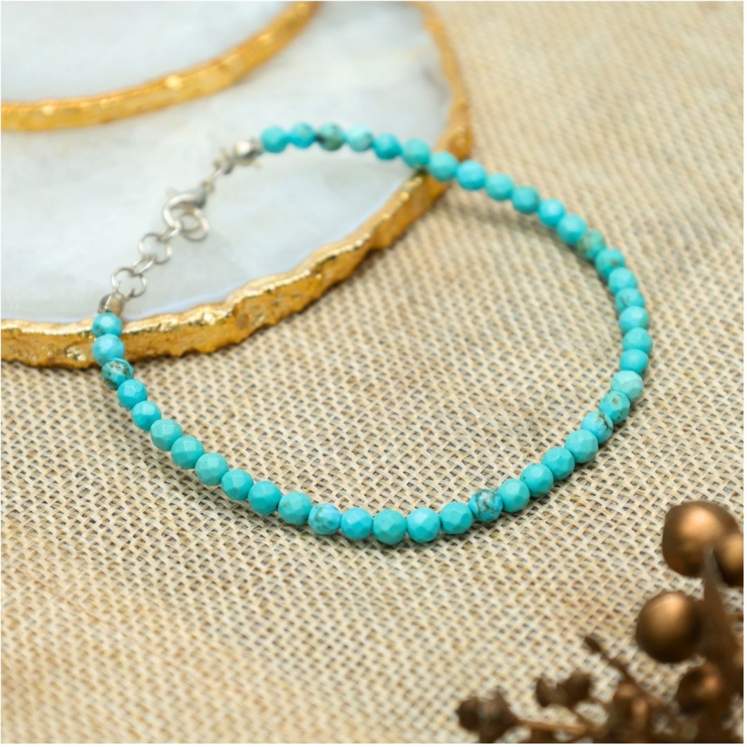 Firoza Diamond Cut Crystal Anklet(Inner Peace&Communication)