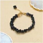 Black Tourmaline Chips Chain Bracelet (Protection & Grounding)
