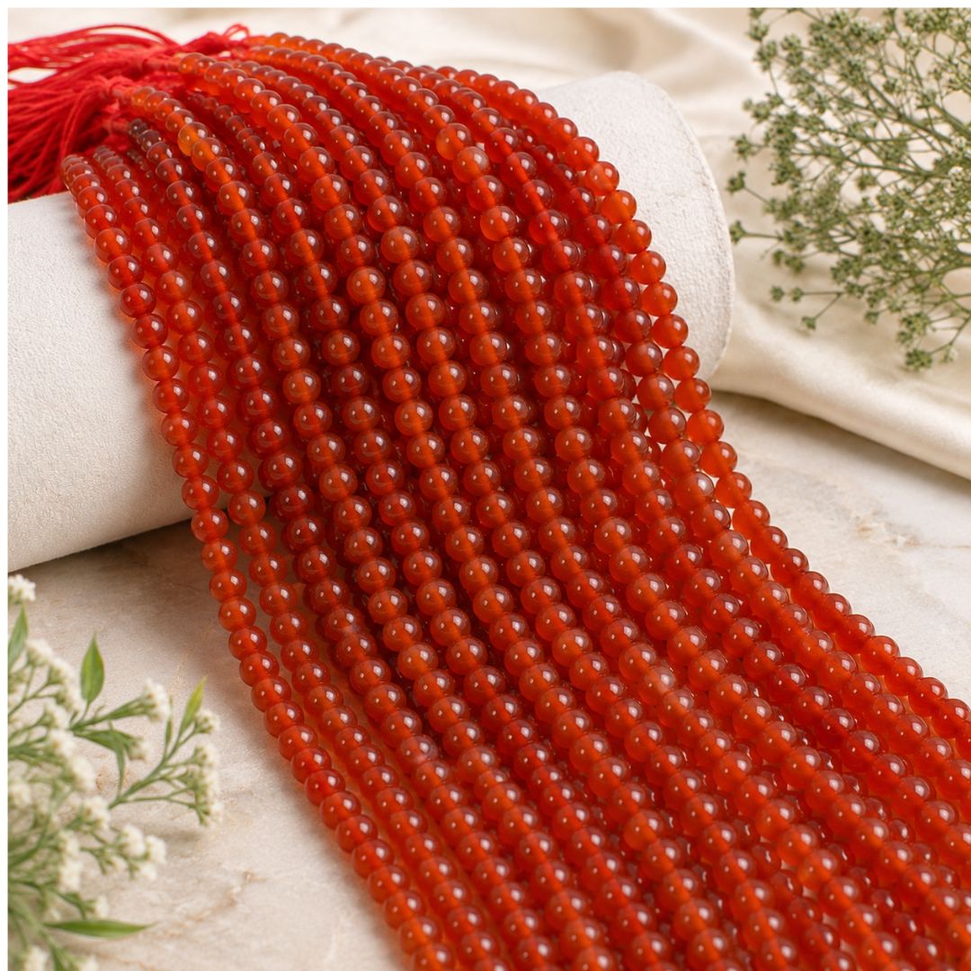 Red Carnelian String (48beads)Premium Natural Crystal Beads for Jewelry Making