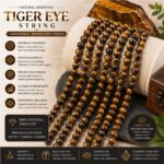 Tiger Eye String(48 Beads)Premium Natural Crystal Beads for Jewelry Making