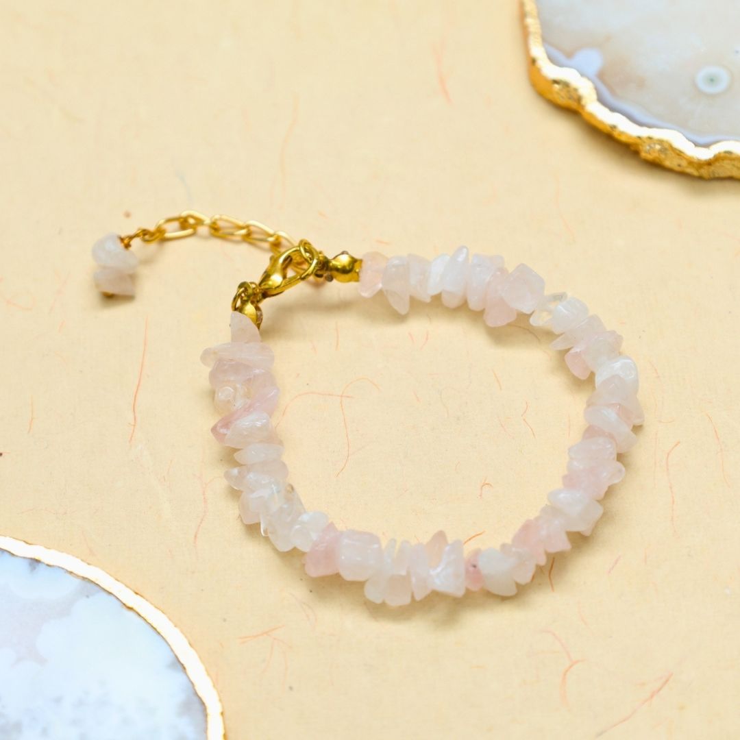 Rose Quartz Chips Chain bracelet (self-love & unconditional love)