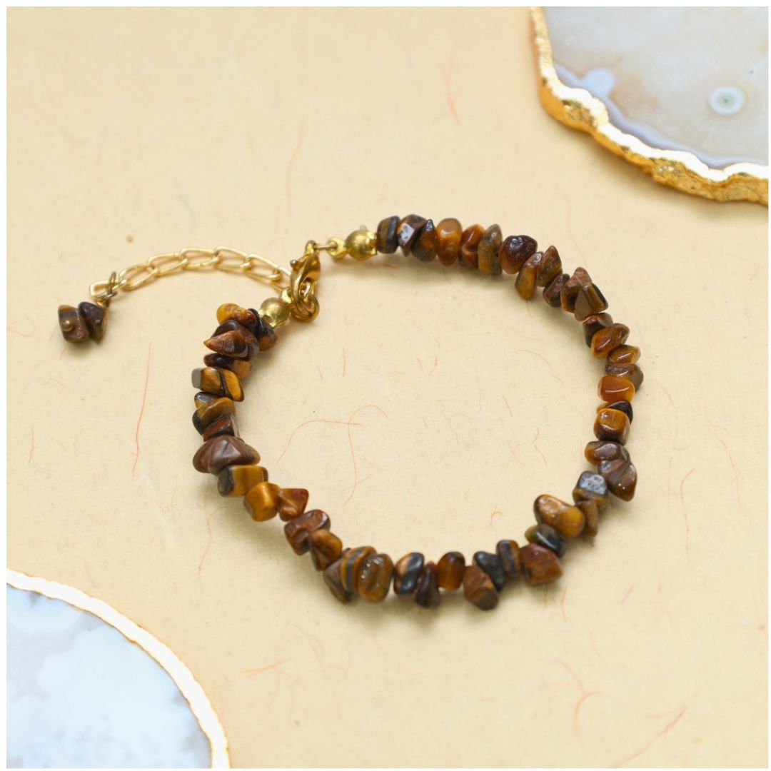 Tiger Eye Chips Chain Bracelet(focus & concentration)