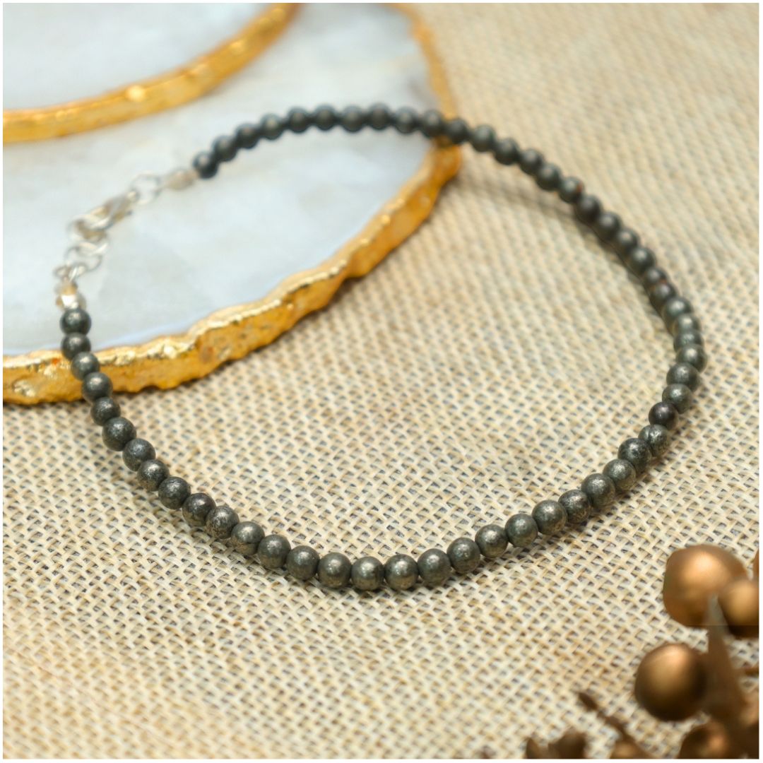 Pyrite Crystal Anklet-4mm (Wealth & Success)