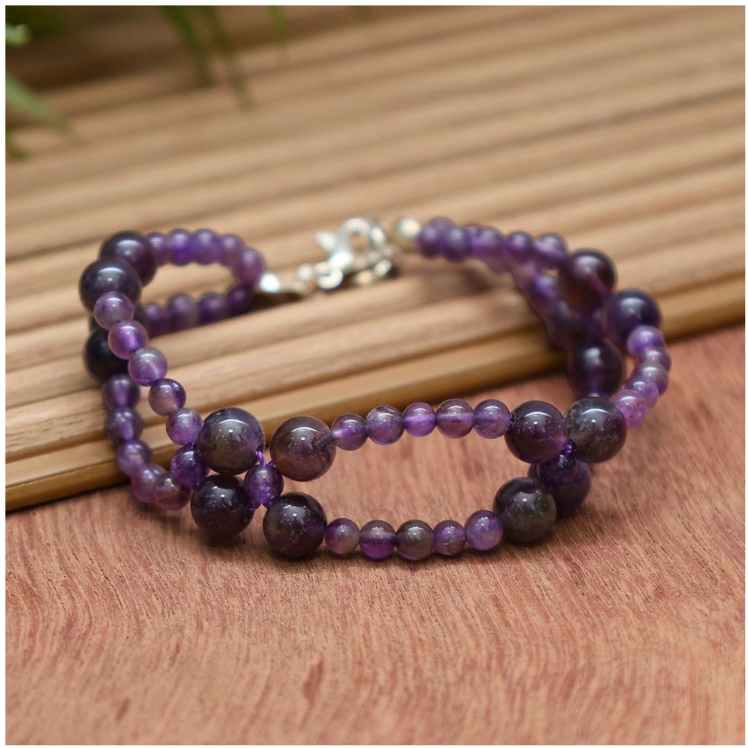 Amethyst Double Layer Chain Crystal Bracelet (Calm & Spiritual Balance)