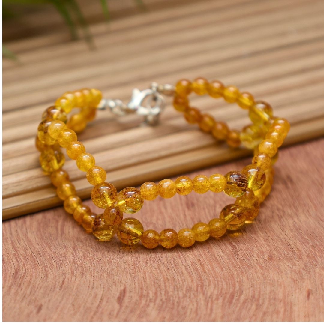 Citrine Double Layer Chain Crystal Bracelet (Abundance, Joy & Success)