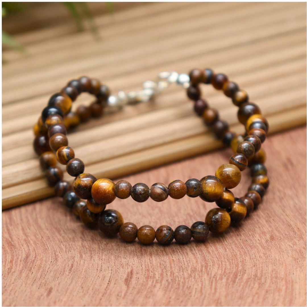 Tiger Eye Double Chain Crystal Bracelet (Courage & Confidence)