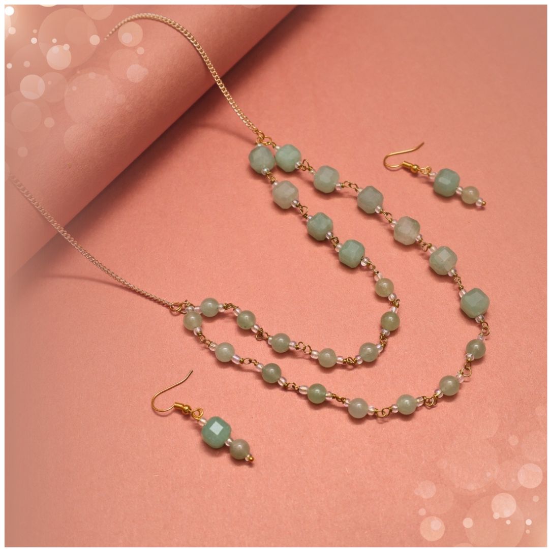 Green Aventurine Double Layer Jewellery Set(Growth & Self-belief)