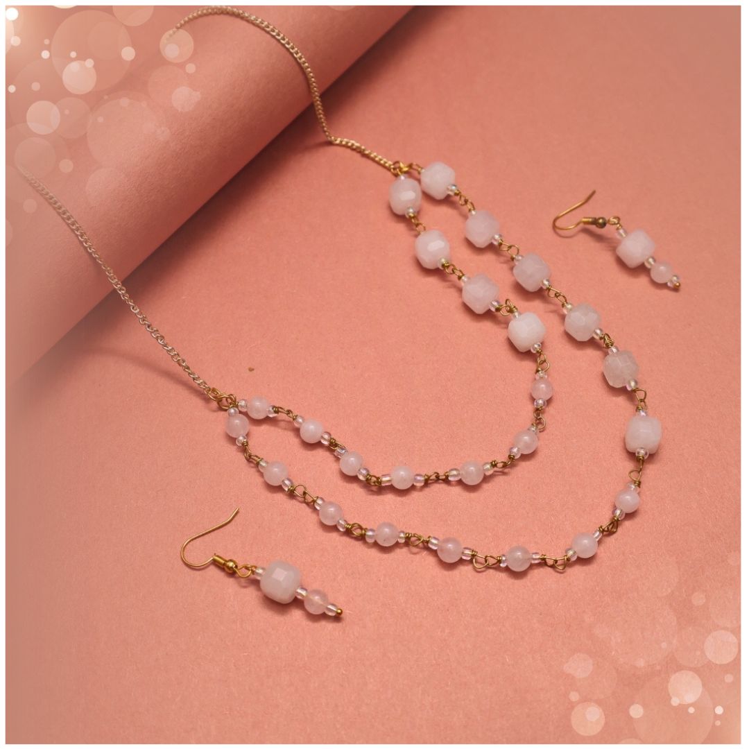 Rose Quartz Double Layer Jewellery Set(Love & emotional harmony)