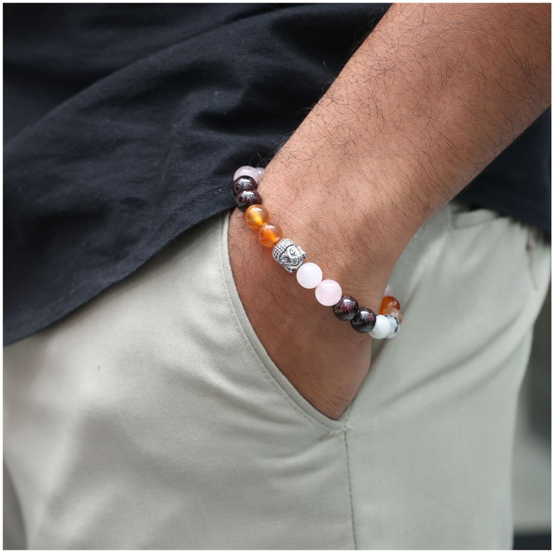PCOD Crystal Bracelet with Buddha Charm-8mm