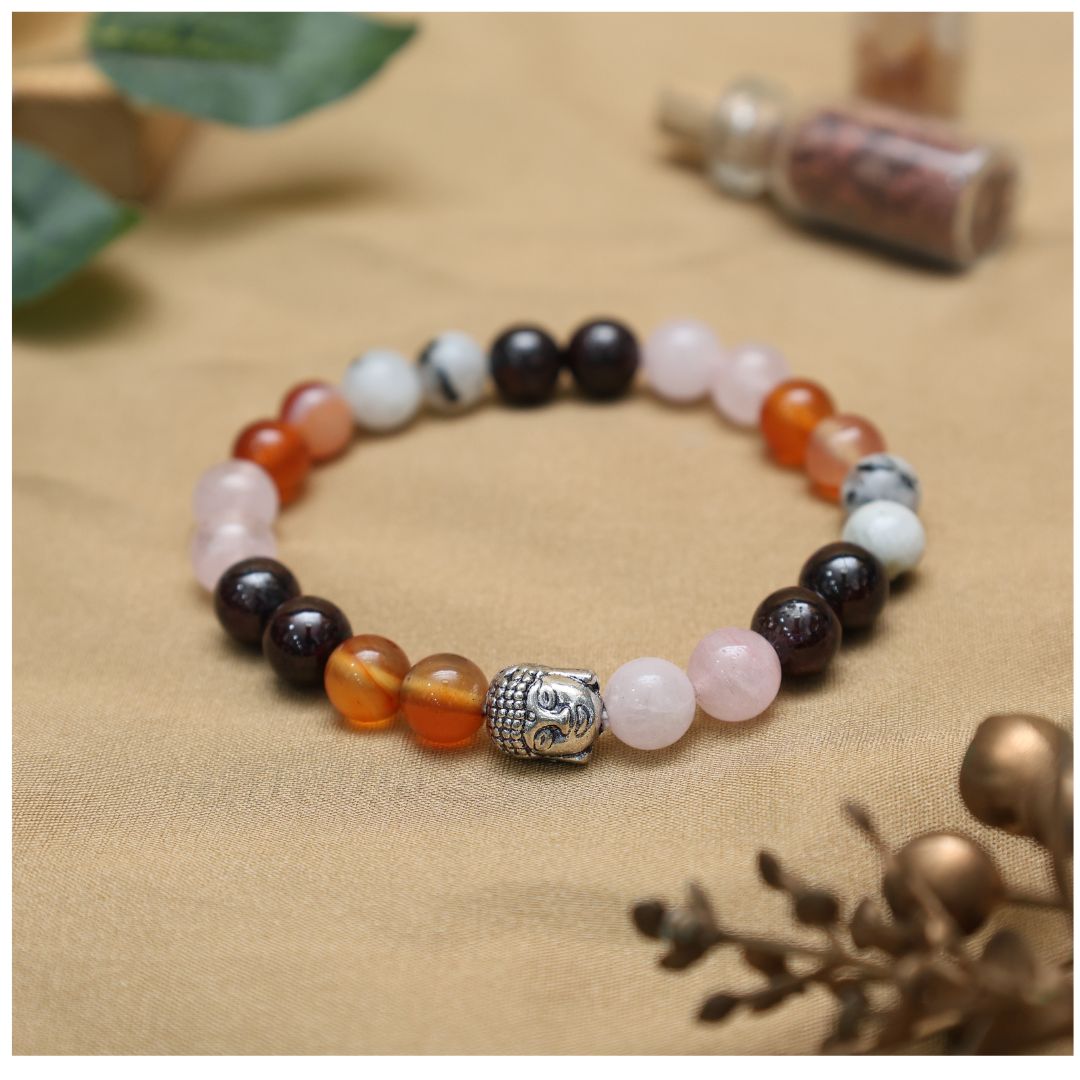 PCOD Crystal Bracelet with Buddha Charm-8mm(self-love & Emotional healing)