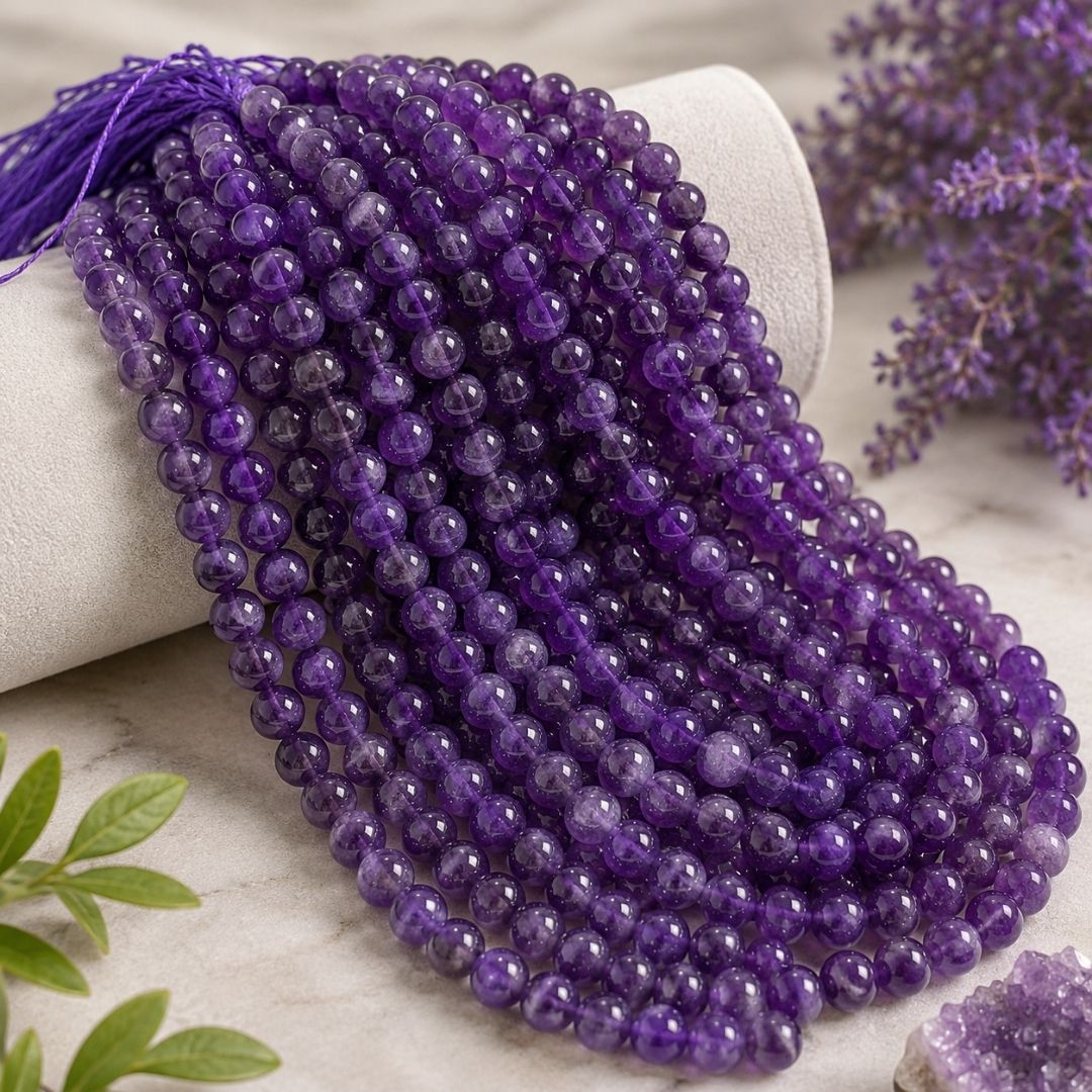 Amethyst String (48 Beads) | Premium Natural Purple Gemstone Beads for Jewelry Making