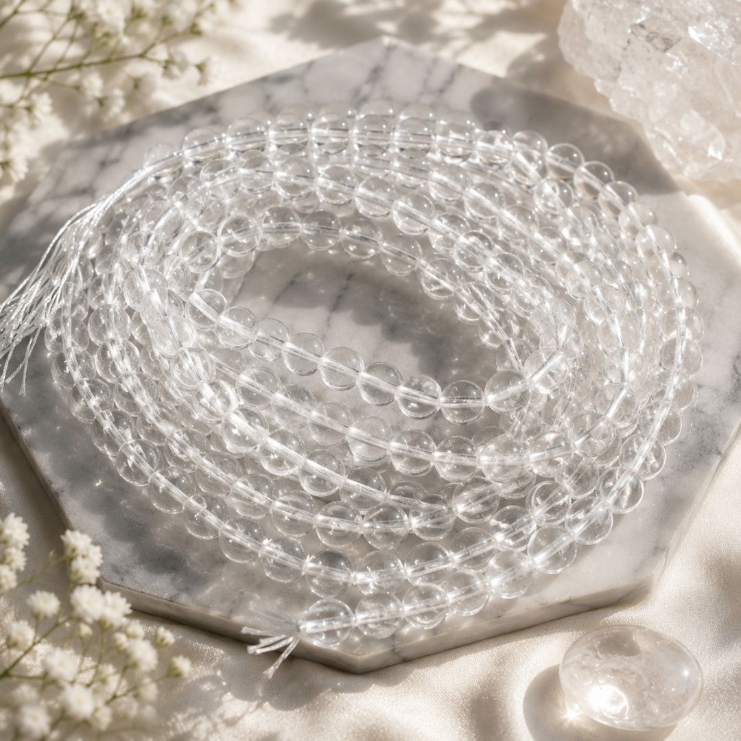 Clear Quartz String (48 Beads) | Premium Natural Crystal Beads for Jewelry Making