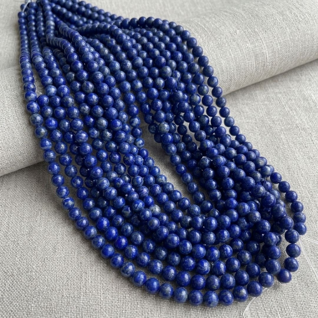 Lapis Lazuli String (48 Beads)Premium Natural Blue Crystal Beads for Jewelry Making