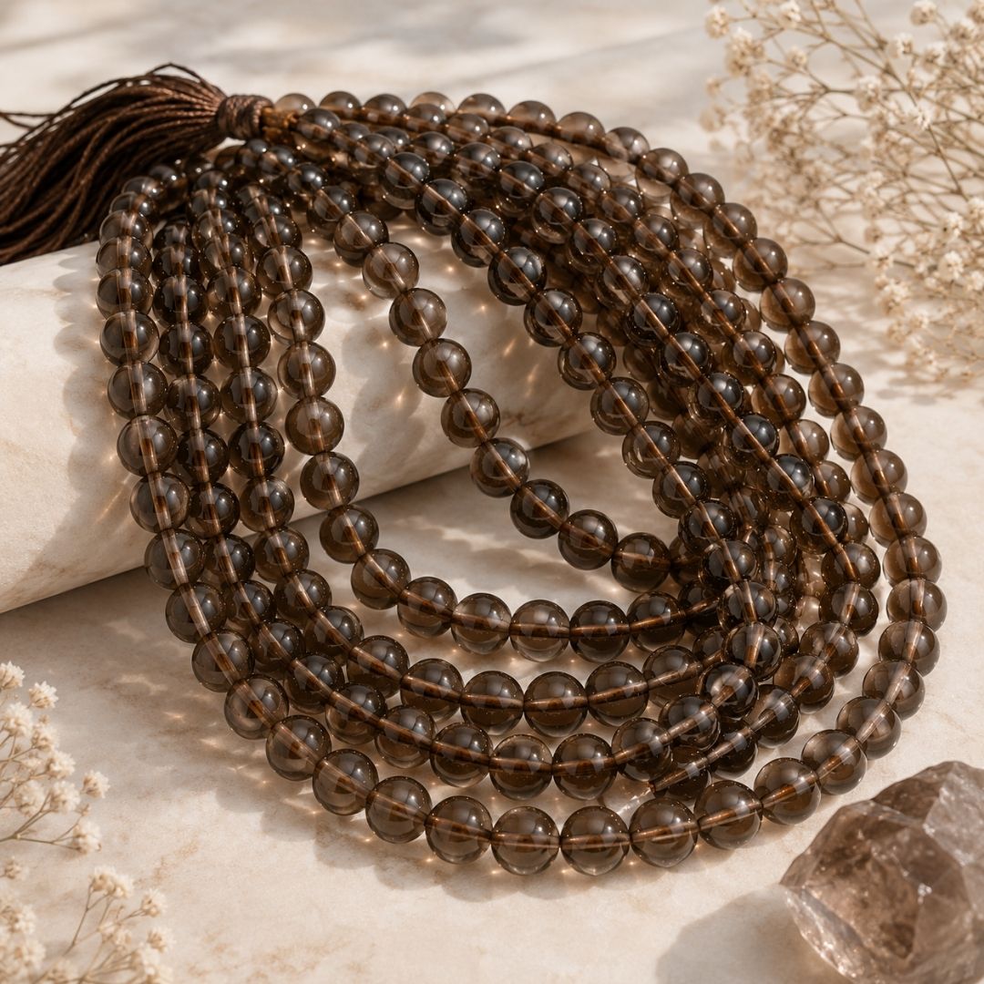 Smokey Quartz String (48 Beads) | Premium Natural Brown Gemstone Beads for Jewelry Making