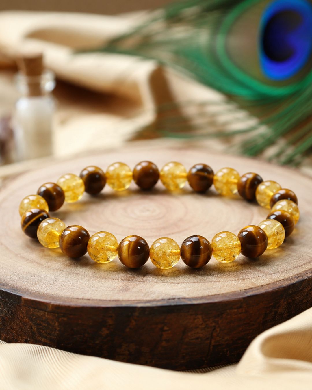 Citrine & Tiger Eye Crystal Bracelet – Prosperity and Confidence