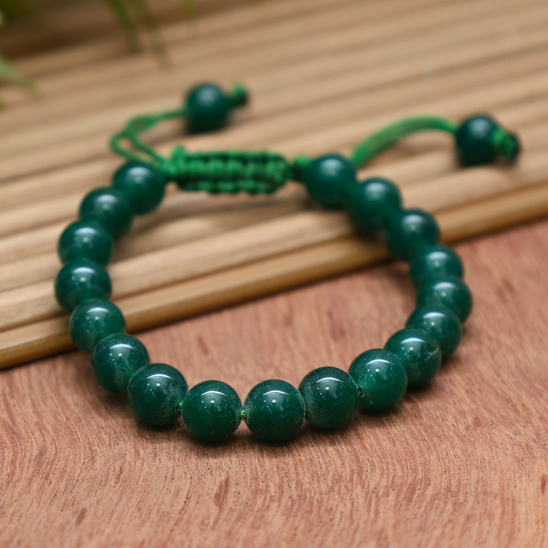 Green Jade Thread Crystal Bracelet-10mm(Harmony & Prosperity)