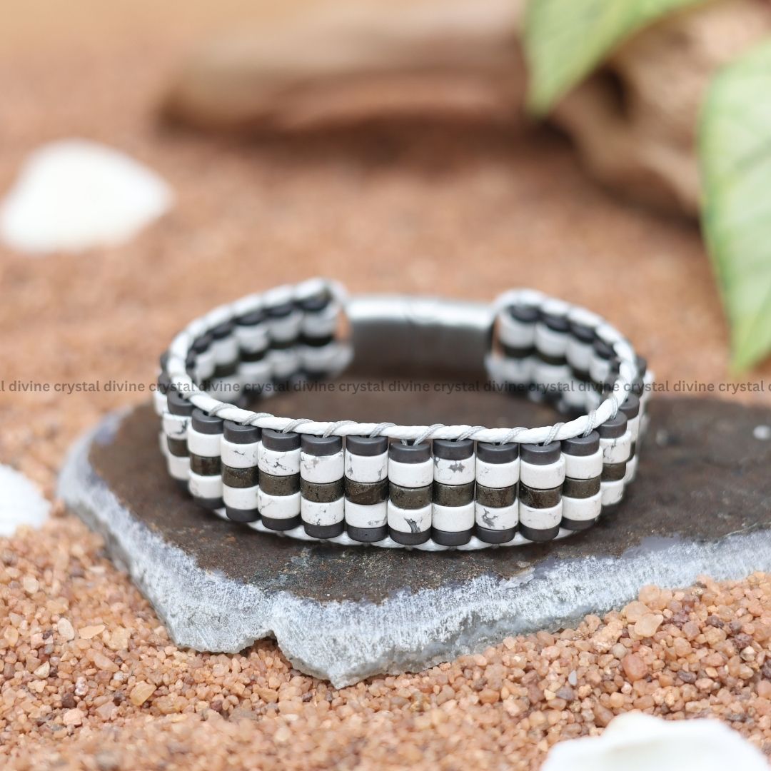 Opulent Elegance: Howlite Pyrite Bracelet of Affluence