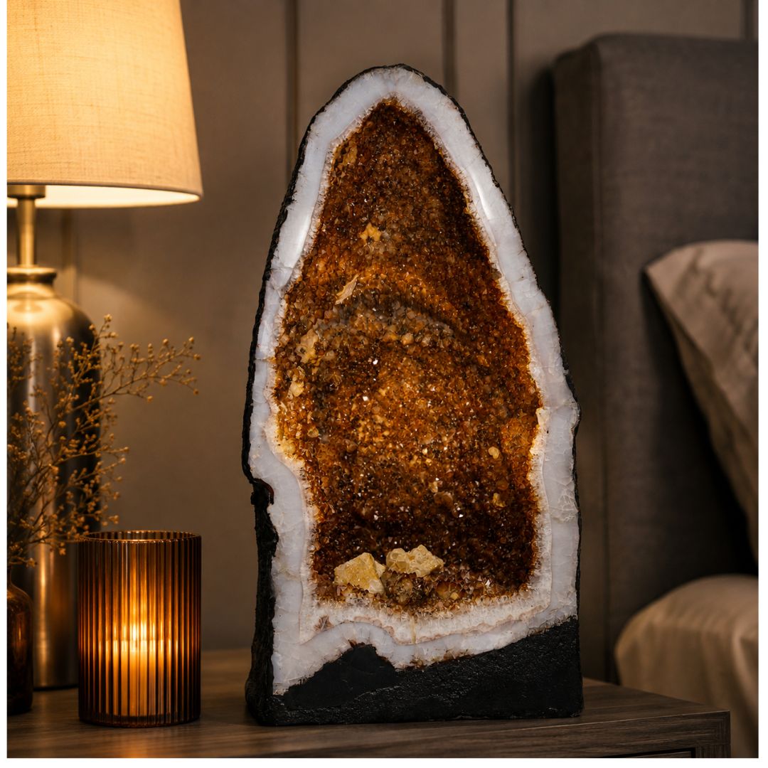 Natural Citrine Geode – 41.53 Premium Crystal Geode for Home & Office Decor