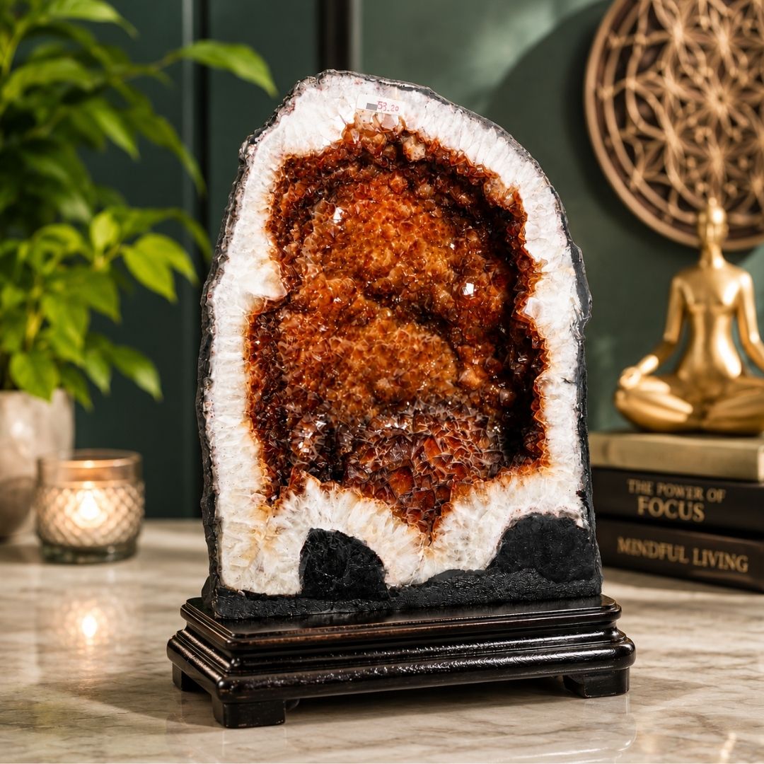 Natural Citrine Geode 53.20KG Premium Crystal Geode for Home& Office Decor