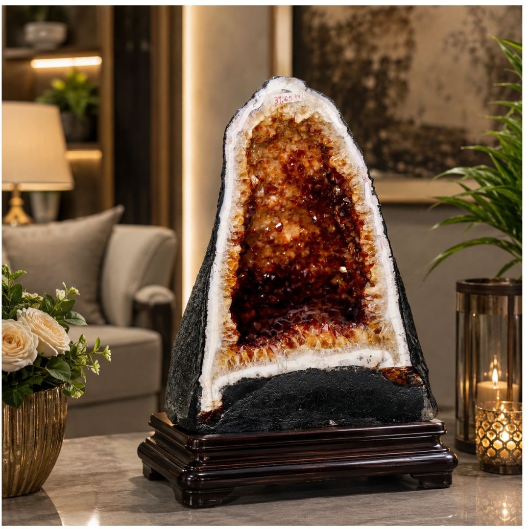 Natural Citrine Geode 39.65 KG Premium Crystal Geode