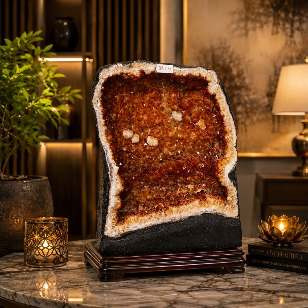 Natural Citrine Geode – 38.80 KG Premium Crystal Geode for Home & Office Decor