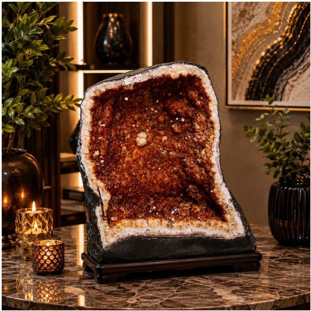 Natural Citrine Geode – 39.14 KG Premium Crystal Geode for Home & Office Decor