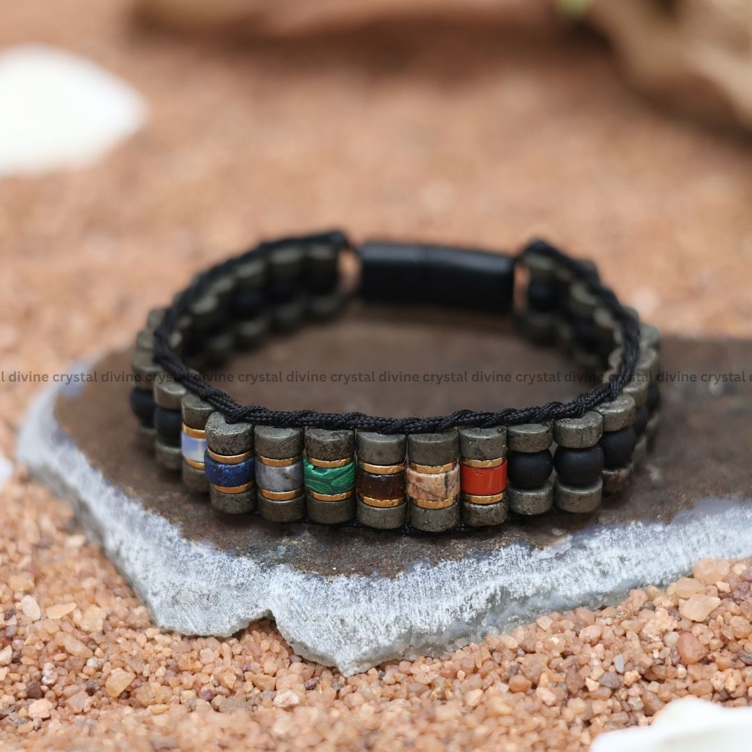 7 Chakra Pyrite Bracelet | Wealth & Energy Balance