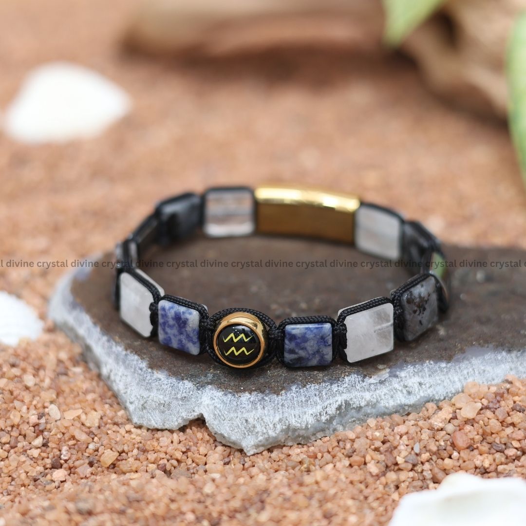 Aquarius Zodiac Bracelet – Vision, Innovation & Grounded Energy