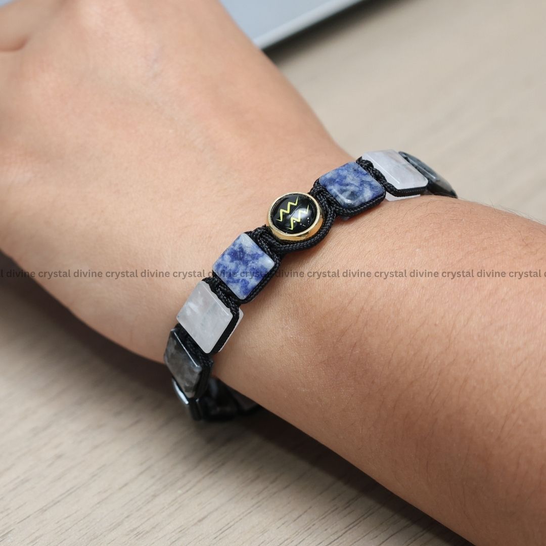 Aquarius Zodiac Bracelet – Vision, Innovation & Grounded Energy