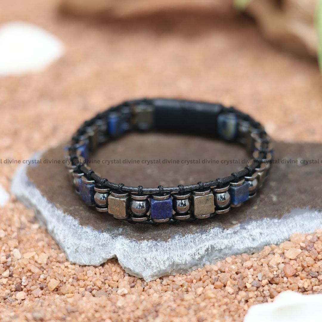 The Straight Forward Pyrite Lapis Lazuli Bracelet