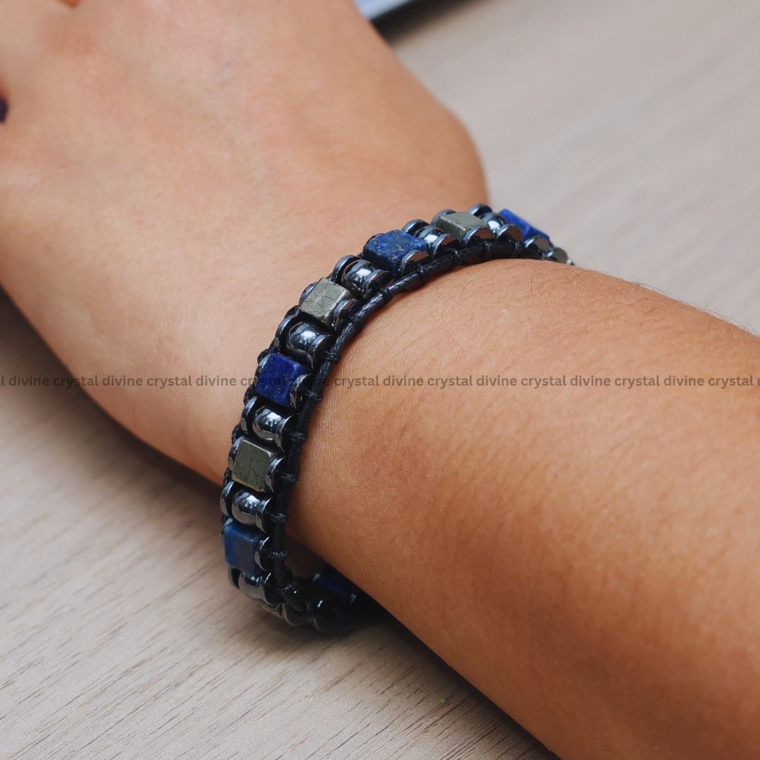 The Straight Forward Pyrite Lapis Lazuli Bracelet