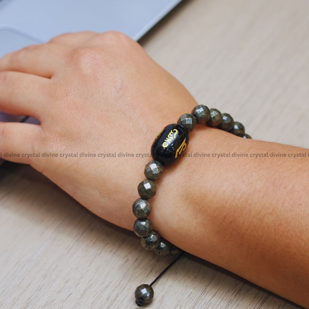Fight Back With Grit Obsidian Pyrite Bracelet - Style: Balance & Strength