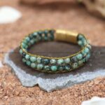 Stillness in Motion African Turquoise Jasper Magnetic Wristband for Men