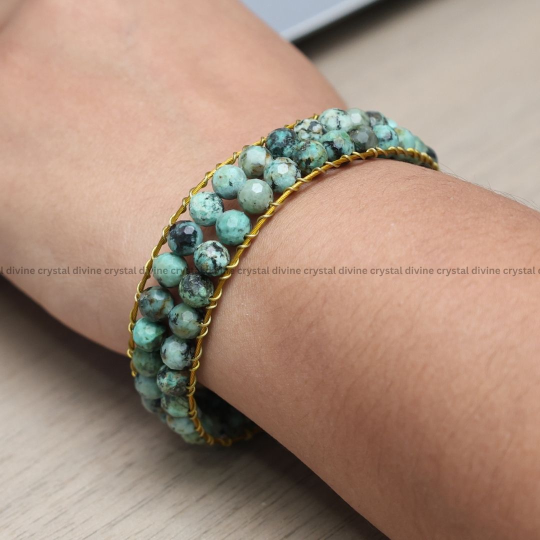 Stillness in Motion African Turquoise Jasper Magnetic Wristband for Men