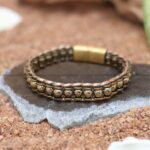 Clear Perspective Premium Hematite Wristband Bracelet - golden