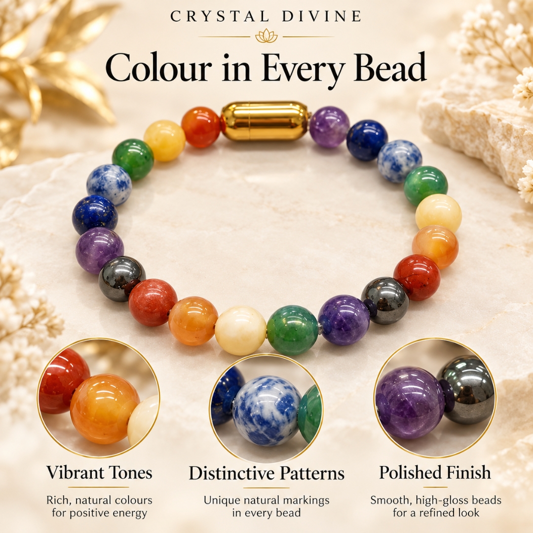 Seven Chakra Magnet Bracelet-8mm (Confidence & Motivation)
