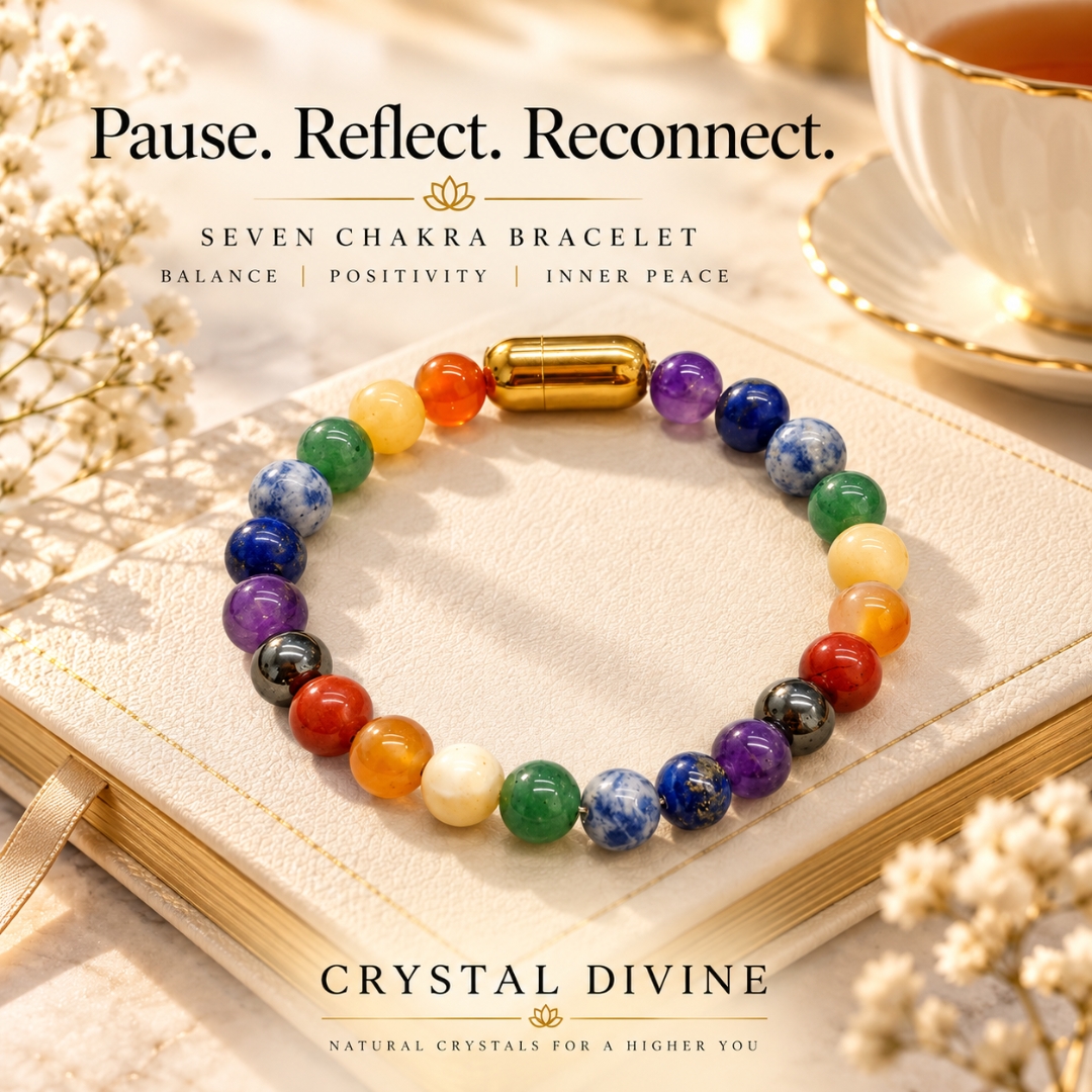 Seven Chakra Magnet Bracelet-8mm (Confidence & Motivation)