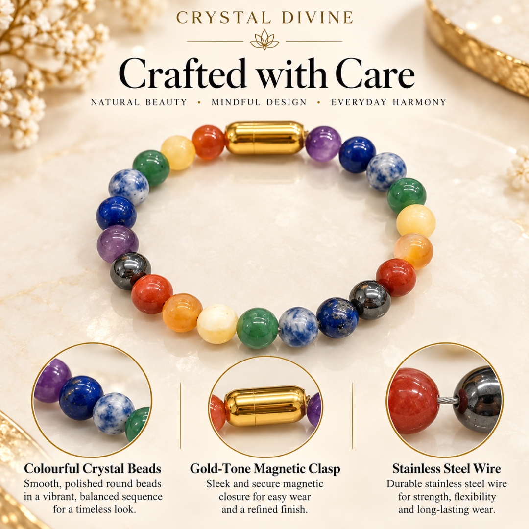 Seven Chakra Magnet Bracelet-8mm (Confidence & Motivation)