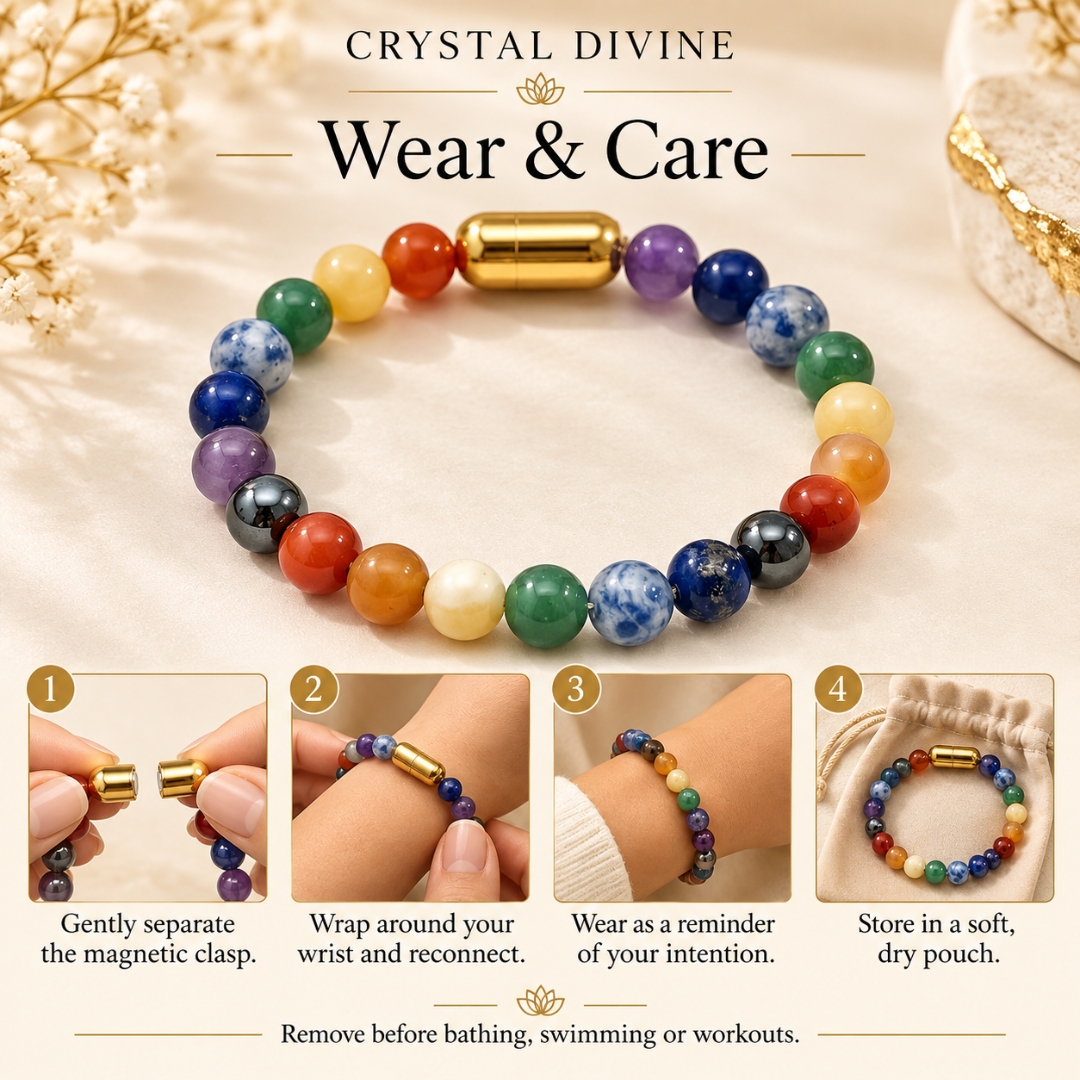Seven Chakra Magnet Bracelet-8mm (Confidence & Motivation)