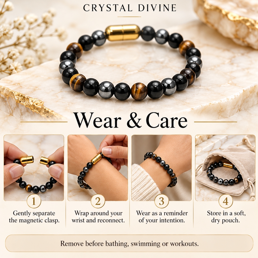 Triple Protection Magnet Bracelet-8mm (Focus & Determination)