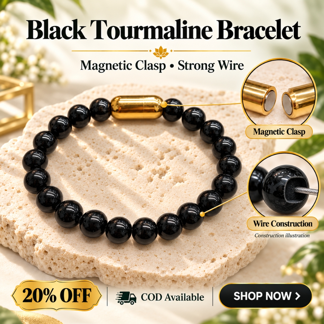 Black Tourmaline Magnet Bracelet-8mm(Energy & Protection)