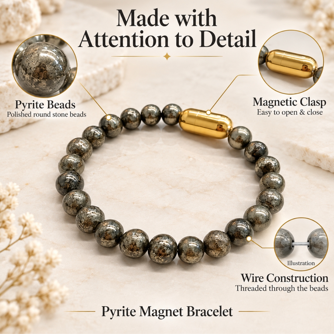 Pyrite Magnet Bracelet-8mm(Abundance & Prosperity)