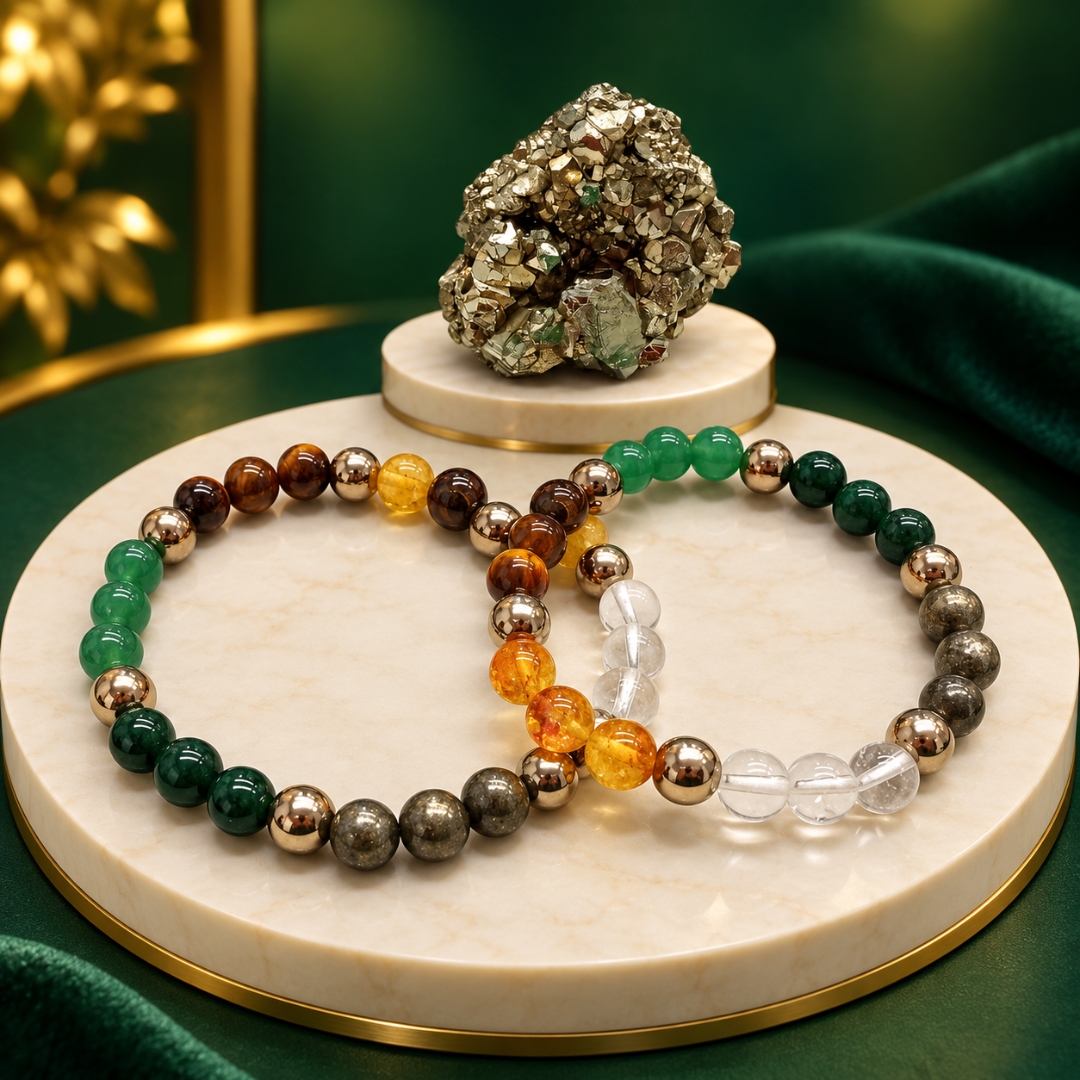 Buy 2 Dhanyog Bracelets & Get a FREE Pyrite Raw Stone (Wealth & Prosperity)