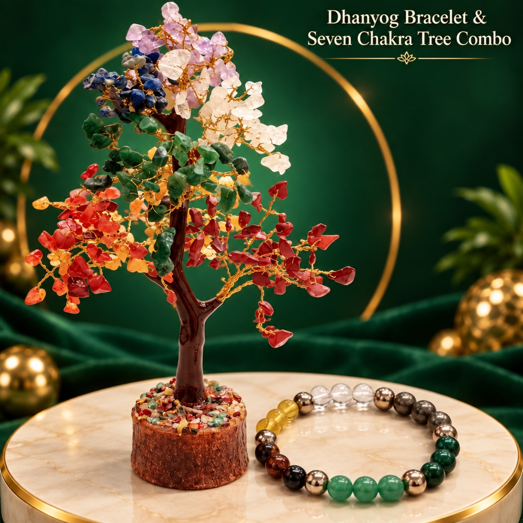 Dhanyog Bracelet & Seven Chakra Tree Combo (Wealth & Energy Balance)