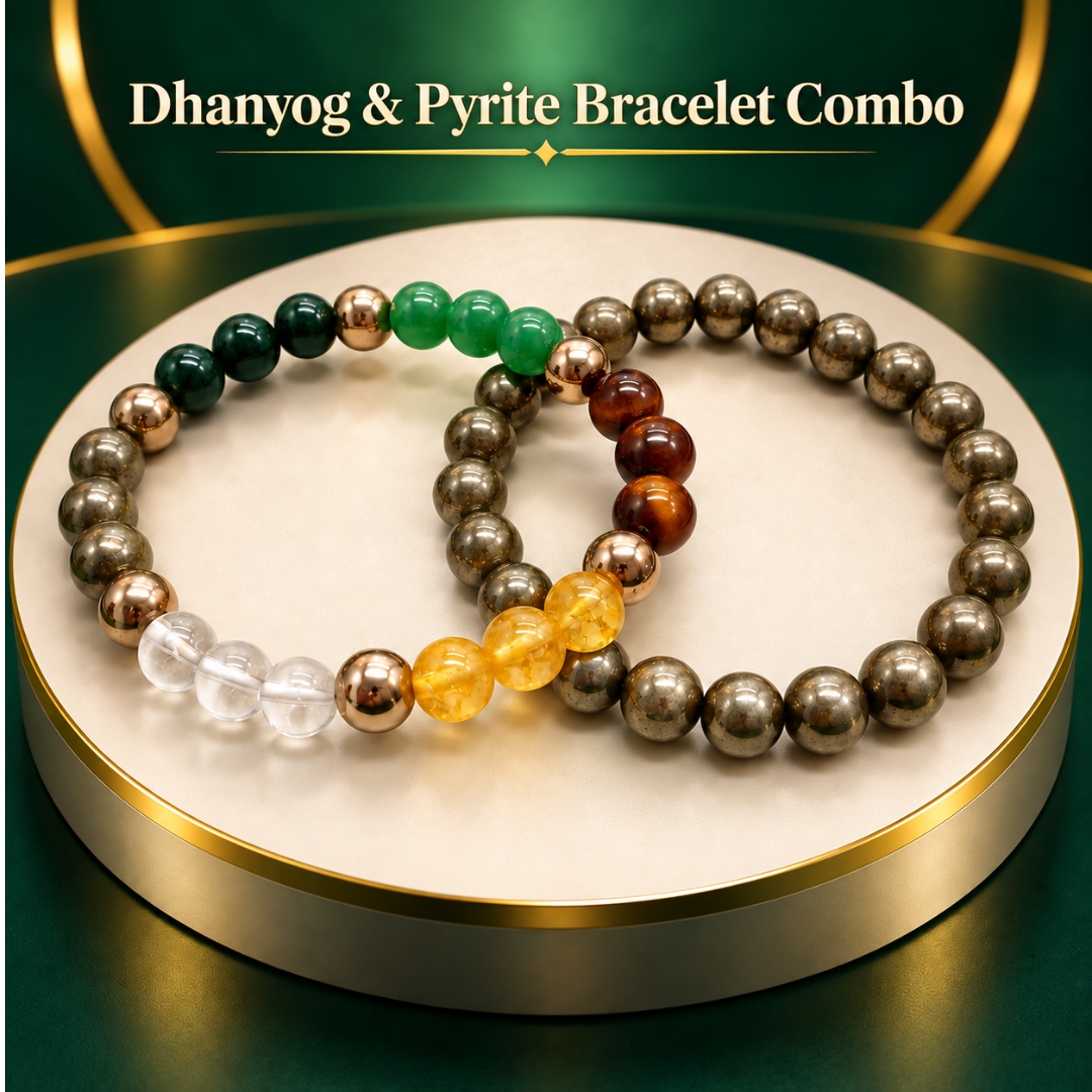 Dhanyog & Pyrite Bracelet Combo (Wealth & Prosperity)
