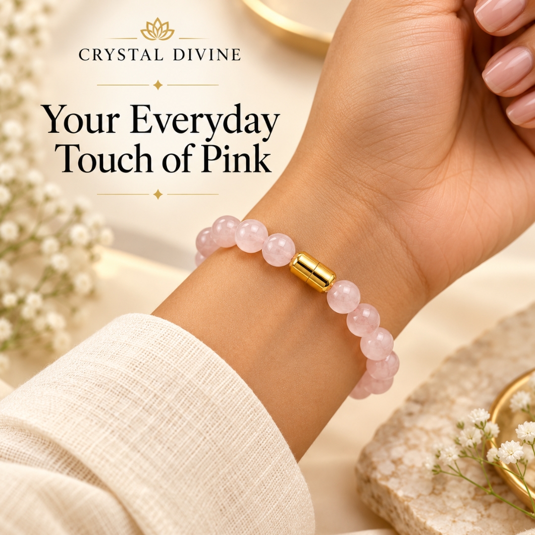 Rose Quartz Magnet Bracelet-8mm (Love & Affection)