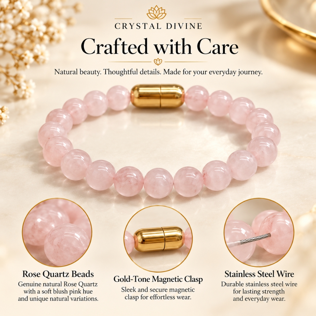 Rose Quartz Magnet Bracelet-8mm (Love & Affection)