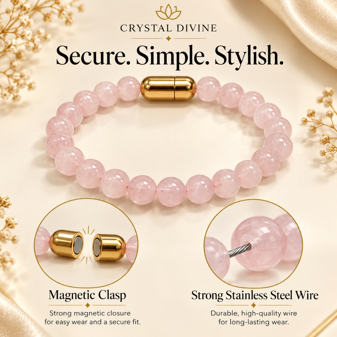 Rose Quartz Magnet Bracelet-8mm (Love & Affection)